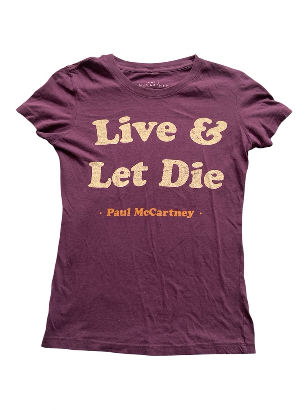 Y2K Paul McCartney "Live & Let Die" Distressed Graphic Tee - Deep Plum